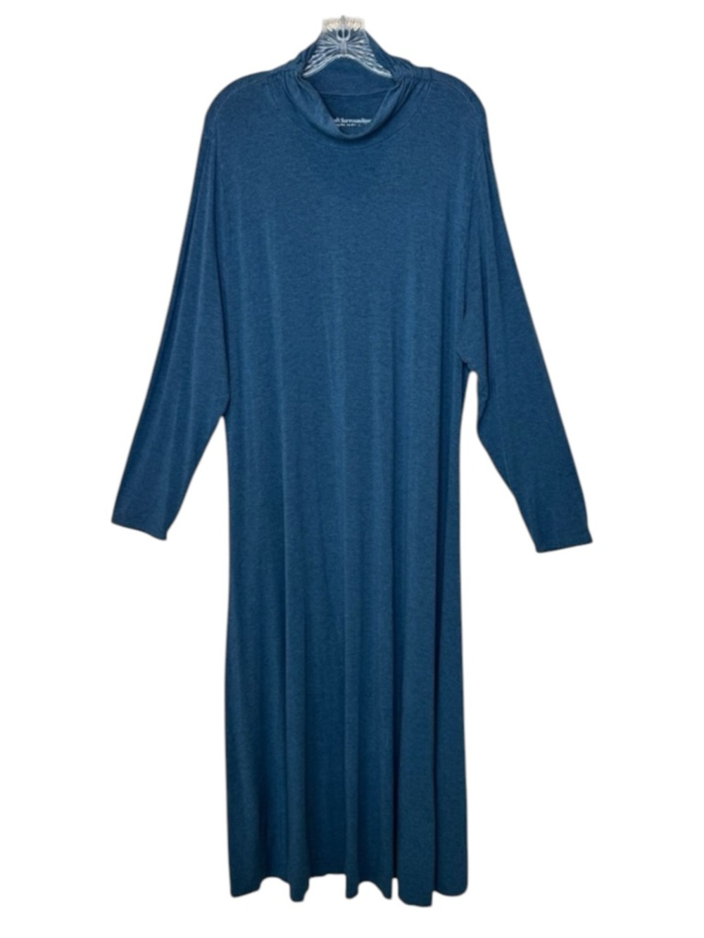 Soft Surroundings Mock Neck Maxi Dress 3X Long Sleeves Blue